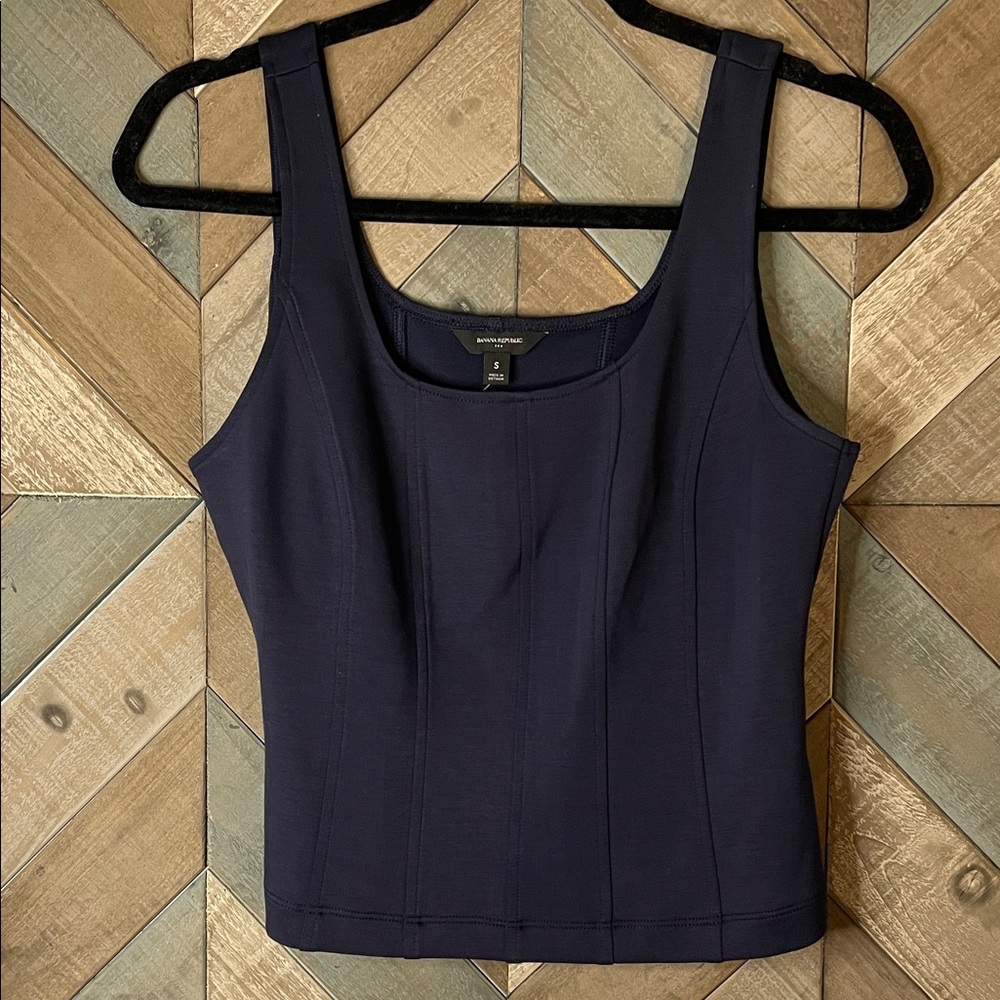 NWOT Banana Republic Preppy Navy Soft Touch Scuba Corset Top